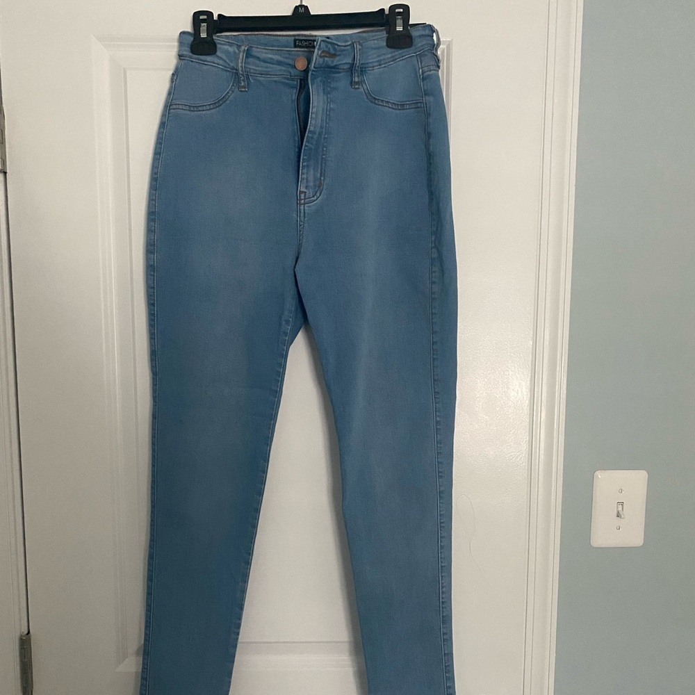 fashion nova classic high waisted skinny jeans size 11 blue